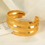 New Bracelet Stainless Steel Gold-Plated Bracelet C- Shaped Opening Adjustable Exquisite Exaggerated Irregular