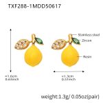 color: TXF288-1 Lemon White Rhinestone Stud Earrings