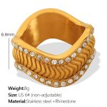 color: JZ19 US Size 6# White Rhinestone Gold Ring