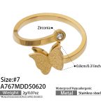color: A767-Gold Butterfly Ring -Size 7