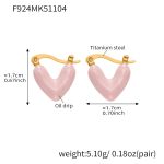 color: F924-Pink Enamel Gold Earrings