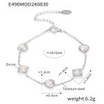 color: E490-Steel Color White Zircon Bracelet