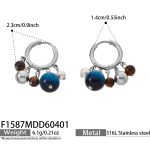 color: F1587-Steel Color Natural Stone Earrings