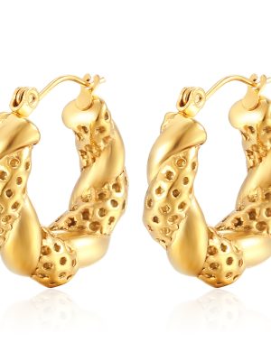 Stainless Steel Earrings Vintage Women's 18K Gold Personalized and Exaggerated Earrings