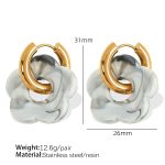 color: EH497 Grayish White Resin Gold Earrings