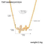 color: TXP166-Four-petal Flower Set with Stone Necklace