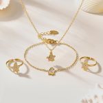 Cartoon Dripping Dopamine Unicorn Cute Pony Necklace Bracelet Anklet Ring Stainless Steel Children's Suit