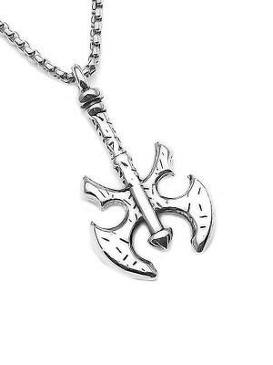 Men's Axe Game King Viking Pendant Punk Jewelry Stainless Steel Hip Hop Necklace