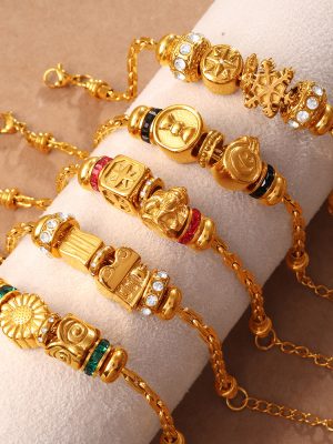 High-Grade Beaded Bracelet Multi-Element Design Snowflake Eight Awn Star Diamond-Embedded Bracelet