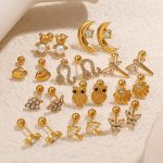 Rhinestone Earrings Stud Earrings Exquisite Butterfly 18K Gold Plating Stainless Steel Jewelry