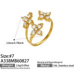 color: A338-White Zircon Gold Open Ring / size: US 7