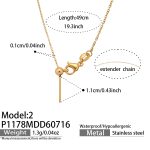 color: P1178-2--Gold Curb Chain Necklace -49cm