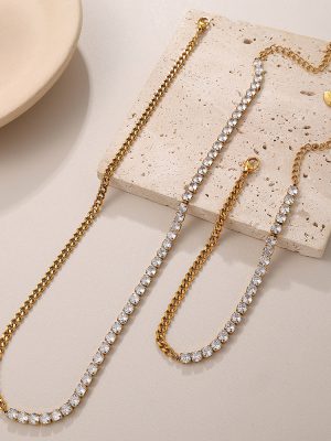 Full Rhinestone Zircon Necklace Light Luxury and Simplicity Clavicle Chain Short Temperamental Dongguan