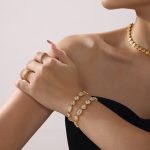 Super Flash Geometric Heart Shape Zircon Stitching Bracelet Elegant Stainless Steel Ornament