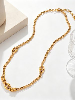 Advanced Pig Nose CD Letter Collarbone Necklace Stainless Steel Plated 18K Gold and Daylight Color Changtongqin Necklace