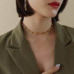 color: P1046-Brooch Pin Splice Gold Necklace 34+5cm
