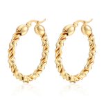 color: 4.0 Hat Twisted Wire Earrings Gold MS-036
