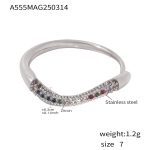 color: A555-Steel Color Mixed Colors Zircon Ring / size: US 7