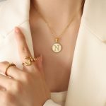 color: RP014-N Letter Gold Necklace -39+5cm