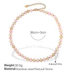 color: XL584PYG Pink Yellow Natural Stone Necklace
