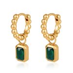 color: Round Bead Ear Cuff Emerald Gold