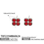 color: TXF225-Red Color Zircon Steel Color Earrings