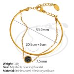 color: SL76 Black Resin Crystal Sprout Gold Bracelet