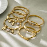 Stainless Steel Micro Inlaid Zircon Buckle Bracelet Combination Plated 18K Real Gold All-Match Bracelet