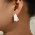 color: F519-Large White Colored Glaze Earrings