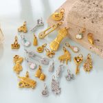 Retro Car Piano Multi-Shape Pendant Stainless Steel 18K Gold Plated DIY All-Match Ornament Accessories