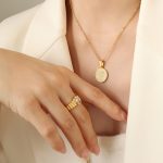 color: RP014-F Letter Gold Necklace -39+5cm
