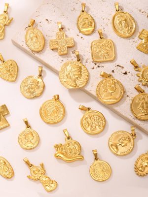 DIY Pendant Parts Collection Stainless Steel 18K Real Gold Necklace Jewelry