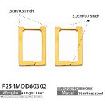 color: F254-Gold Long Style Earrings Width 13mm