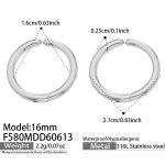 color: F580-Steel Color Earrings -Inner Diameter 16mm