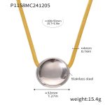 color: P1158-Gold Round Tag Pendant Necklace
