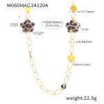 color: M060-Gold Snow Leopard Print Sweater Chain