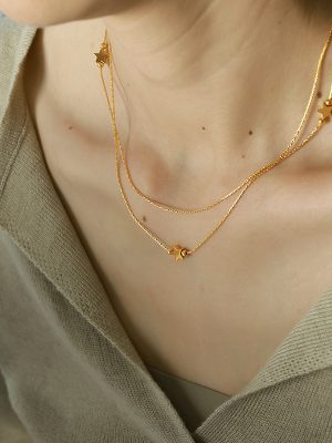 Design XINGX Necklace Female Temperament Clavicle Chain Retro Easy Matching Five-Pointed Star Sweet Light Luxury and Simplicity Female