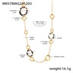 color: M057-Gold Big Small Circle Leopard Print Sweater Chain