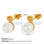 color: EH704 White Bead Gold Earrings