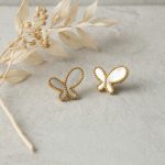 Exquisite and Small Natural Fritillary Butterfly Studs Plated 18K Real Gold Simple Elegant Stainless Steel Earrings