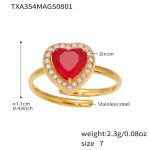 color: TXA354-Gold Heart Zircon Ring -Size 7