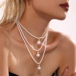 Stainless Steel Zircon Big Pearl Shijia Shell Pearls Clavicle Necklace French Elegant Light Luxury Princess Daily Accessories