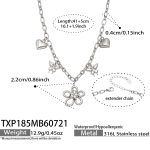 color: TXP185-Flower Zircon Steel Color Necklace -41+5cm