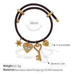color: SL229RBG Reddish Brown Cord Multi-charm Bangle