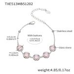 color: TXE513-Pink Color Glass Stone Steel Color Bracelet 16.5+5cm