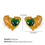 color: EH771 Green Stone Gold Stud Earrings