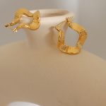 Irregular Shaped Ear Clip Personality Chic Stainless Steel Wave Ring Plated 18K Real Gold Ear Rings