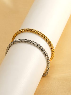 Stainless Steel Ornament Bracelet 18K Electroplating Simple DIY Handmade Choker Hip Hop Men and Women round Grinding Chain