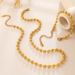 Light Luxury Gold Ball Bracelet Necklace Does Not Fade 18K Gold Plating Advanced Twin Suit for Women