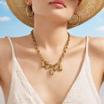 316 Stainless Steel Plated 18K Gold Jewelry Inlaid Zircon Bear Love Pendant Female Necklace